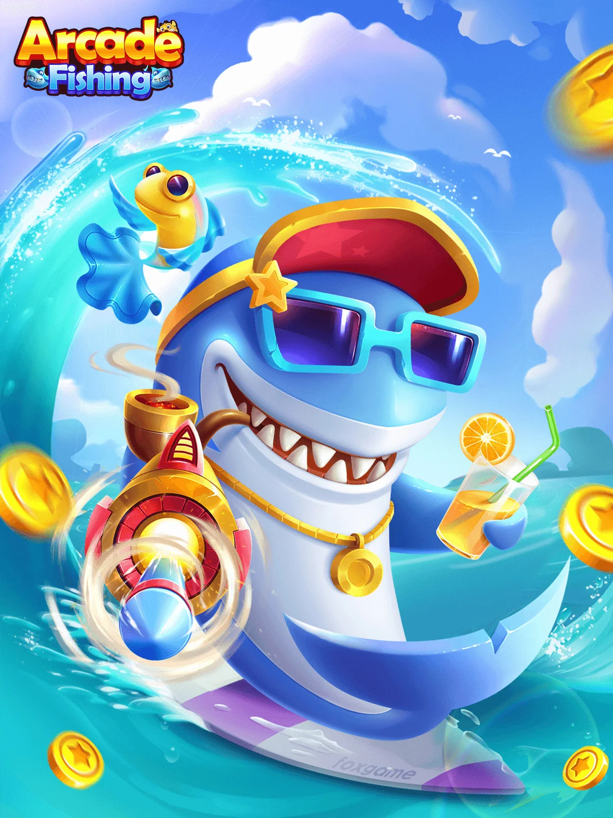 Ilustrasi permainan tembak ikan untuk pengalaman lobi mobile